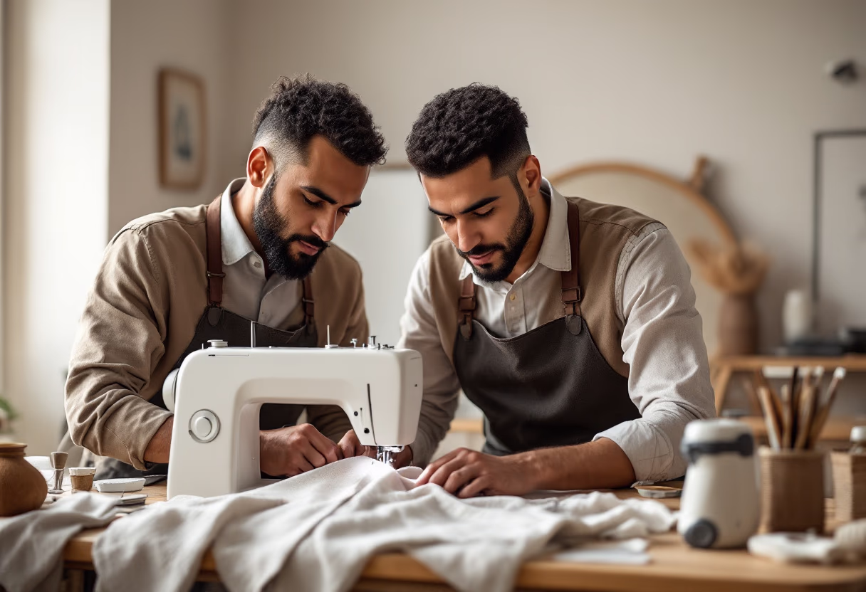 image of a tailor working on a sewing machine